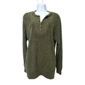 Vintage 90s RedHead Knit Green Henley Sweater/M